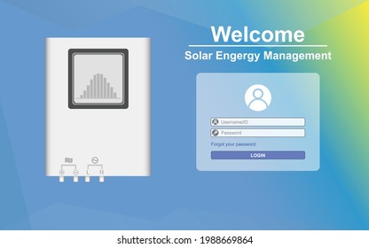 Login form menu with simple icons. Color gradient background. Website element for design of innovation energy web.
