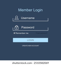 Login form menu with simple line icons. background Website element for your web design. Vector illustration.