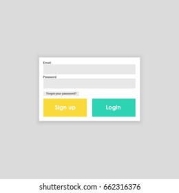 Login form menu with simple line icons. Website element for your web design. Eps10 vector illustration.