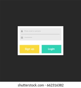 Login form menu with simple line icons. Website element for your web design. Eps10 vector illustration.