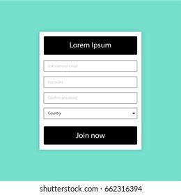 Login form menu with simple line icons. Website element for your web design. Eps10 vector illustration.