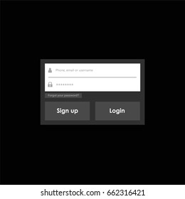 Login form menu with simple line icons. Website element for your web design. Eps10 vector illustration.
