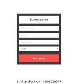 Login form menu with simple line icons. Website element for your web design. Eps10 vector illustration.