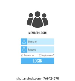Login form menu with simple line icons. Website element for your web design.  Vector illustration.