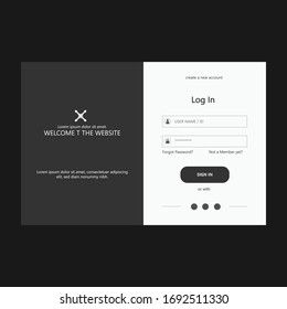 Login form menu for website and mobile app  Black | Login form menu for website and mobile app  Black