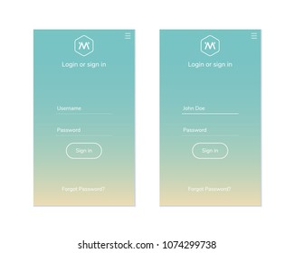 Login form for mobile or PC apps.Sign in menu for you projects.UI kit elements.Vector illustration.