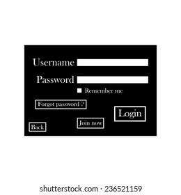 Login form on a black background. vector