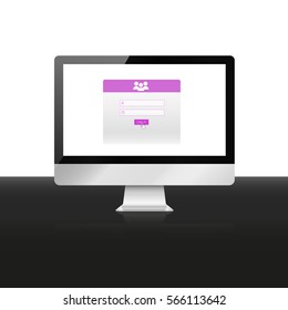 Login form on computer screen 