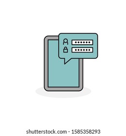 Login form on a tablet. Vector illustration in flat style