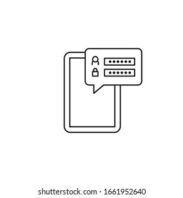 Login form on a tablet. Vector illustration in flat style
