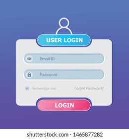 Login form page. 3d modern user login
