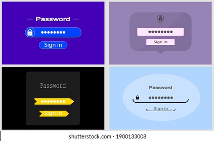 Login form page interface design, page or mobile applications, sign in web element. Vector