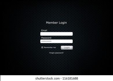 Login form page with metal cell background