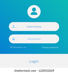 Login form page template on trendy gradient background for online registration, smartphone mockups, app development, website ui elements, user profile, access to account concept. Vector 10 eps