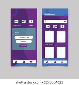 Login form page template set on gradient background for app development