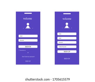 Login form page, Web log in user interface for your mobile app, UI, UX, Registration form, Mobile login screen and sign up page for the site and mobile application, Sign In page,
