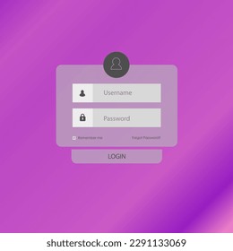 Login Form Page Web User Interface Purple Glassmorphism Vector Design