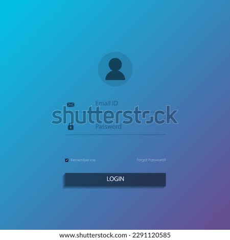 Login Form Page Web User Interface Blue Outline Vector Design