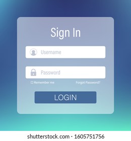 Login form page. Website ui vector elements. Vector stock illustration.