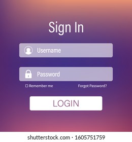 Login form page. Website ui vector elements. Vector stock illustration.