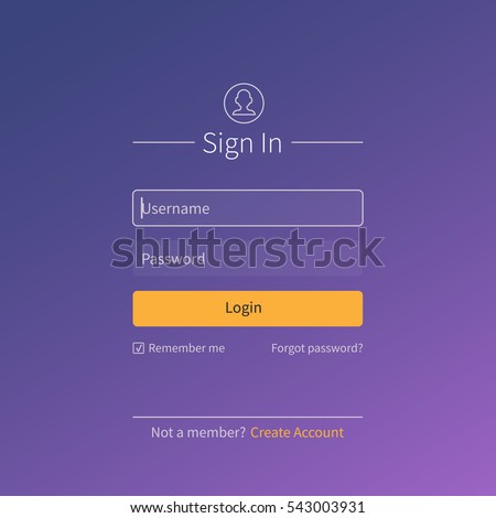 Login form page. Website ui vector elements.
