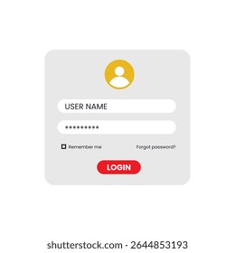 Login form popup illustration with user credentials entry, password protection icon, responsive design layout, clean UI elements, and cybersecurity concept.