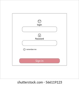 Login form. Sign in. Vector