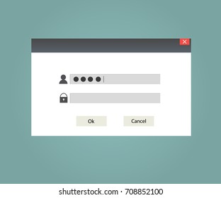 login form for the site. Login screen of the operating system user.