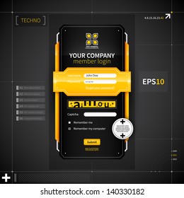 Login form in techno style. EPS10.
