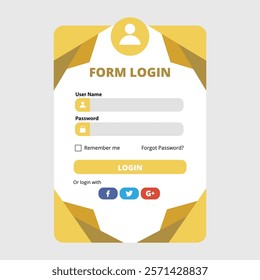 login form template with an elegant and modern frame