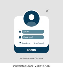 login form template pop up concept illustration flat design vector. modern graphic element for landing page ui, infographic, icon