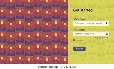 Login form user interface vector template. Flat design log in landing page. UI UX online store design