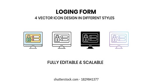 Login Form Vector illustration icons in different style