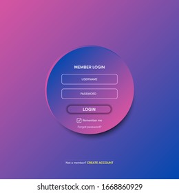 Login form web page design template or mock up. Mobile website ui vector elements set.