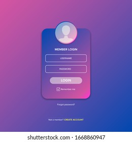Login form web page design template or mock up. Mobile website ui vector elements set.