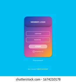 Login form web page design template or mock up. Mobile website ui vector elements set.