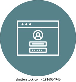 Formulario de inicio de sesión, página web, navegador, imagen vectorial de icono de inicio de sesión. También se puede usar para la seguridad de internet. Idóneo para aplicaciones web, aplicaciones móviles y medios impresos.