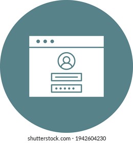 Login form, webpage, browser, login icon vector image. Can also be used for internet security. Suitable for use on web apps, mobile apps and print media.