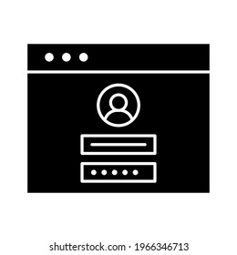 Formulario de inicio de sesión, página web, navegador, imagen vectorial de icono de inicio de sesión. También se puede usar para la seguridad de internet. Idóneo para aplicaciones web, aplicaciones móviles y medios impresos.