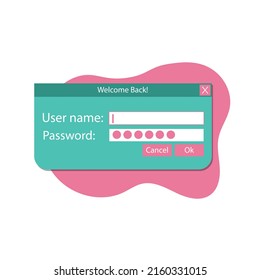 Login form for website in flat minimalist style. Website ui vector elements. Vector illustration.