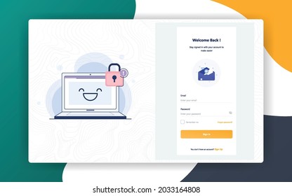 Login form for website and mobile apps design. Sign in form. Login form. Sign up page. Mobile apps login  sign in. vector illustration 