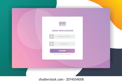Login form for website and mobile apps design. Sign in form. Login form. Sign up page. Mobile apps login sign in.