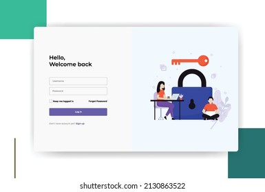 Login form for website and mobile apps design. Sign in form. Login form. Sign up page. Mobile apps login sign in.