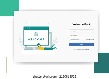Login form for website and mobile apps design. Sign in form. Login form. Sign up page. Mobile apps login sign in.