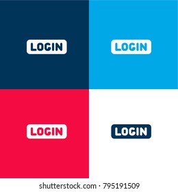 Login four color material and minimal icon logo set in red and blue