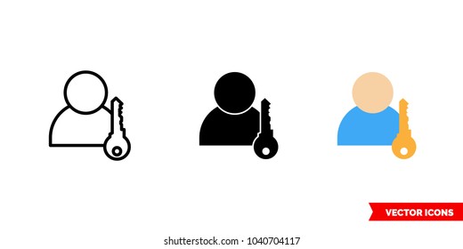 Login icon of 3 types: color, black and white, outline. Isolated vector sign symbol.