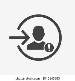 Login Icon With Exclamation Mark. Login Icon And Alert, Error, Alarm, Danger Symbol. Error, Icon, Human, Login, Access, Alarm, Alert, Arrow, Attention, Authentication, Background
