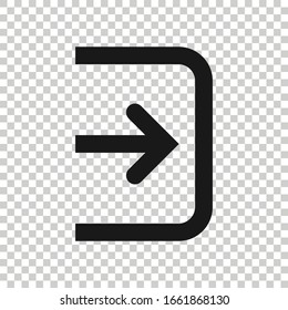 Login icon in flat style. Arrow access vector illustration on white isolated background. Door entry business concept.