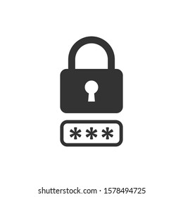Login icon in flat style. Password access vector illustration on white isolated background. Padlock entry business concept.