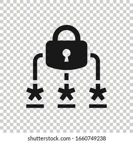 Login icon in flat style. Password access vector illustration on white isolated background. Padlock entry business concept.